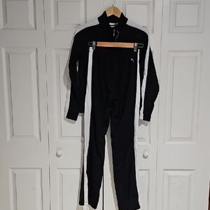 Puma Black Track Suit Set – Size M – Zip Up Jacket & Athletic Pants with White S
